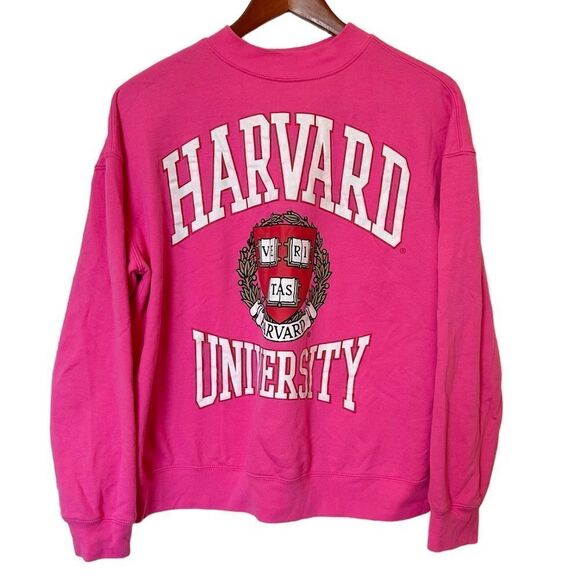 Barbiecore Gollegiate Harvard Lounge School Casual Long Sleeved Sweater Shirt - Picture 1 of 5